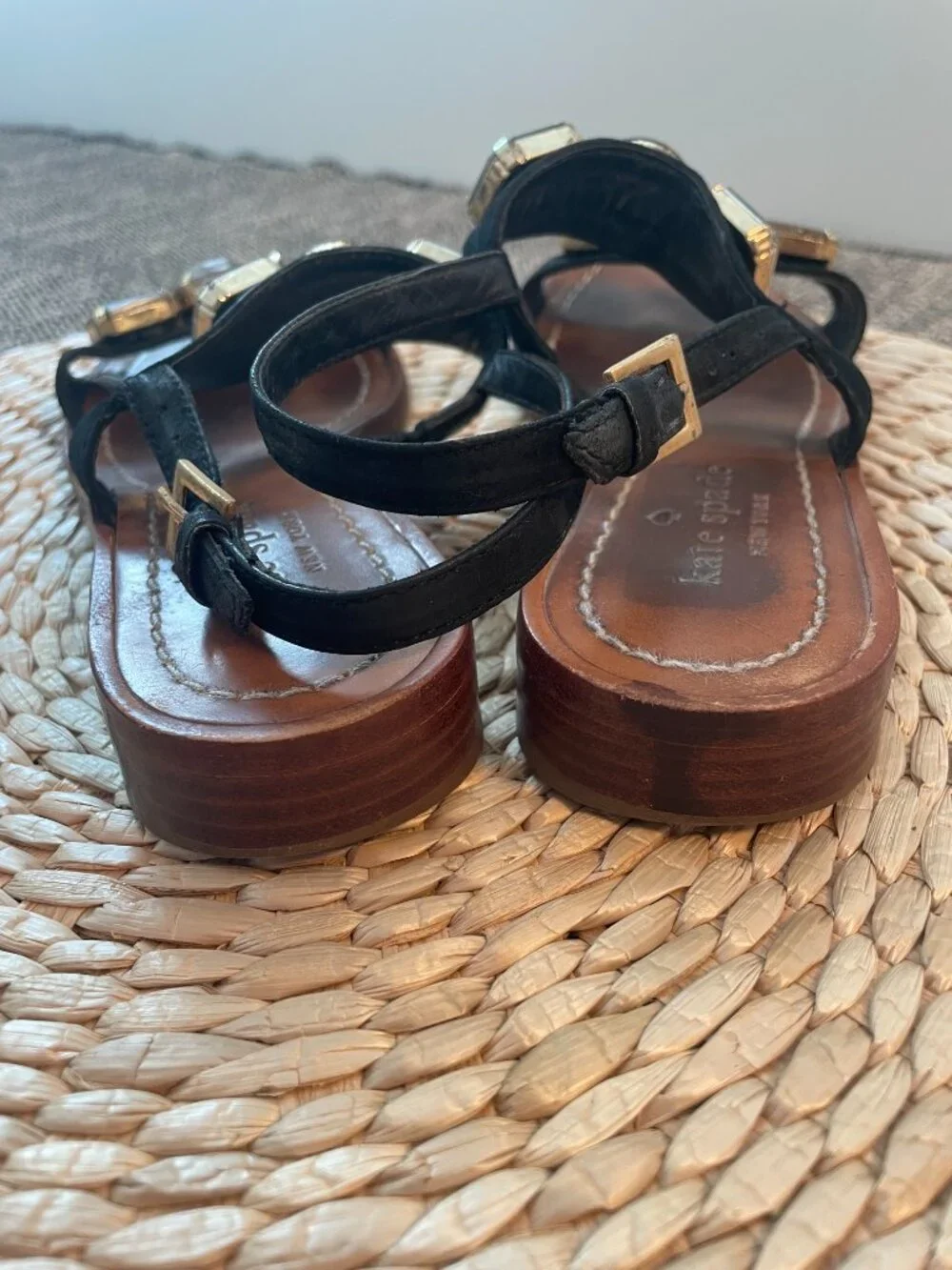 Kate Spade Black Jeweled Slingback Sandals Size 6M
